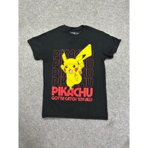 Pokemon Pikachu Graphic T-Shirt Small Black Gotta Catch 'Em All Cotton Tee